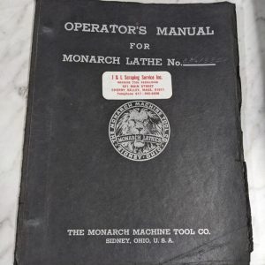 Monarch Operator Manual Service Parts List Book Engine Lathe Ck-13321