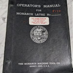 Monarch Operator Manual Service Parts List Book Engine Lathe Cy-9963 T174