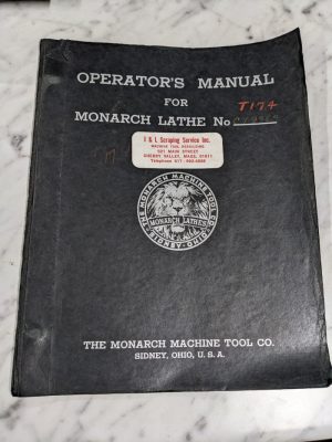 Monarch Operator Manual Service Parts List Book Engine Lathe Cy-9963 T174
