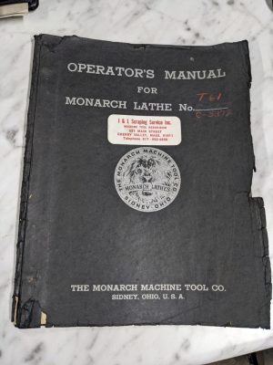 Monarch Operator Manual Service Parts List Book Engine Lathe C-5872 T61