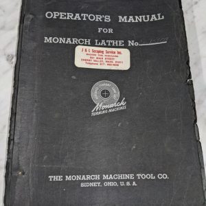 Monarch Operator Manual Service Parts List Book Engine Lathe Ck-15509