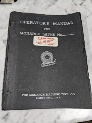 Monarch Operator Manual Service Parts List Book Engine Lathe Ck-15509