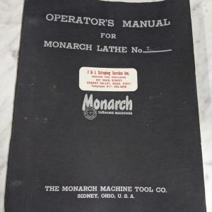 Monarch Operator Manual Service Parts List Book Engine Lathe Waa-26756