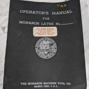 Monarch Operator Manual Service Parts List Book Engine Lathe N-2227 T4A