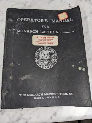 Monarch Operator Manual Service Parts List Book Engine Lathe Ck- 1457-P