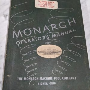 Monarch Operator Manual Service Parts List Book Engine Lathe 10” Ee-33144