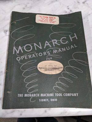 Monarch Operator Manual Service Parts List Book Engine Lathe 10” Ee-33144