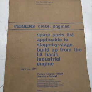 Perkins Diesel Engine Spare Parts Book List L4 Basic Industrial 3023 1959 Manual