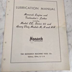 Monarch Lubrication Service Manual Engine Lathe Ee 60 Hd M N Nn Models