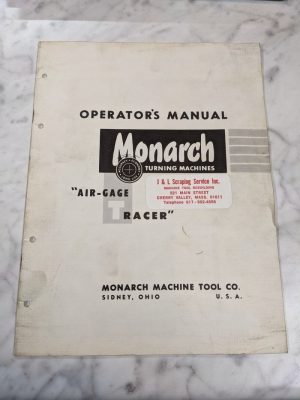Monarch Operator Controls Manual Air-Gage Tracer For Lathes Turning 1957 Tool