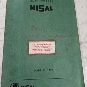 Misal Instruction Operator Manual Part List Vertical Milling Machine Horix Italy