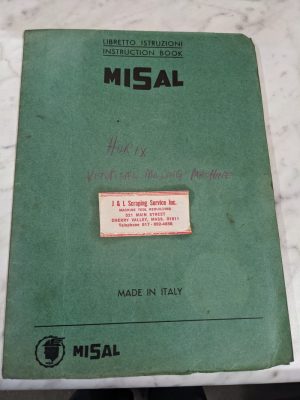 Misal Instruction Operator Manual Part List Vertical Milling Machine Horix Italy