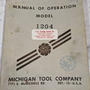 Michigan Tool Co Operator Manual Lead Checking Machine 1204 1939 Shop Tool