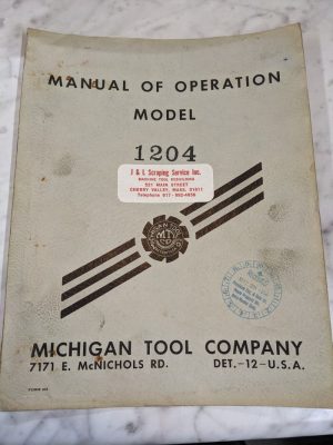 Michigan Tool Co Operator Manual Lead Checking Machine 1204 1939 Shop Tool