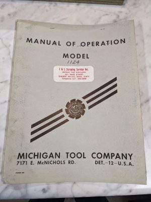 Michigan Tool Co Operator Manual Involute Checking Machine 1124 Shop Tool