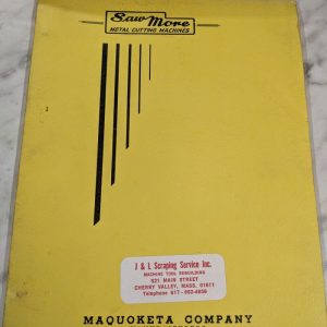 Maquoketa Company Sawmore Metal Cutting Machine Parts List Book Manual Tool
