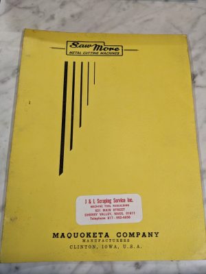 Maquoketa Company Sawmore Metal Cutting Machine Parts List Book Manual Tool