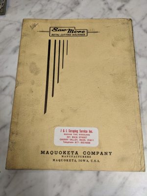 Maquoketa Company Sawmore Metal Cutting Machine Parts List Book Manual Shop