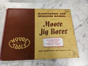 Moore Maintenance & Operation Manual Parts Book List Model No # 1 Jig Grinder