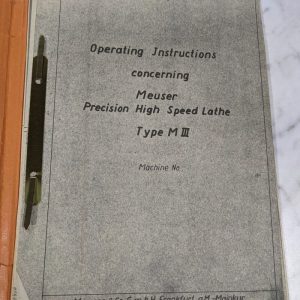 Meuser Lathe Operator Service Manual Type M 3 Iii Maintenance Wiring Diagram