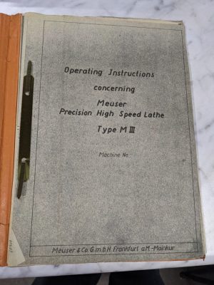 Meuser Lathe Operator Service Manual Type M 3 Iii Maintenance Wiring Diagram