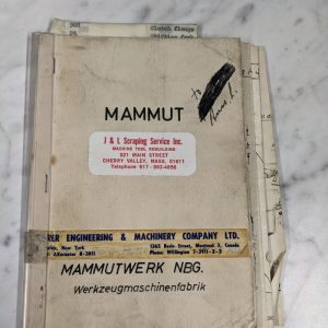 Mammut Vertical Milling Machine V-30 9516 Operator Service Manual Parts List