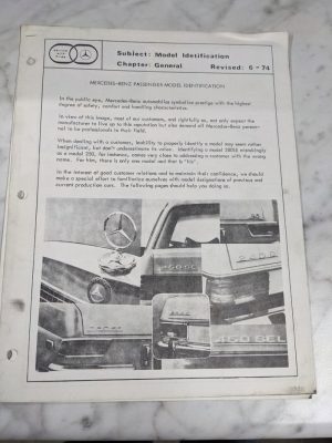 Mercedes-Benz Model Identification Guide Book Manual Revised 6-74 Passenger