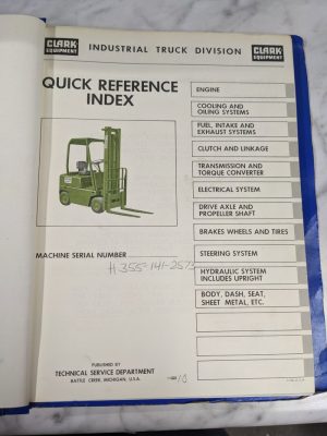 Clark Forklift Parts List Book Manual Catalog H355-141-2573 Clarklift C500