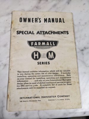 International Harvester Ih Farmall H M Series Owners Manual Special Attachments
