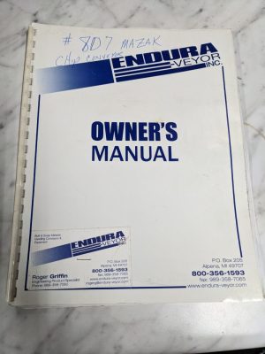 Endura-Veyor Inc Owner'S Service Manual Magnetic Slide Parts Diagram 2005