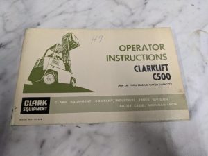 Clark Forklift Clarklift C500 Operator Instruction Manual 020-080# 1973 Oi-328