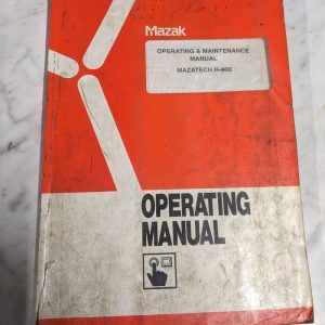 Mazak Operating Maintenance Service Manual Mazatech H-800 1996 Cnc Machining