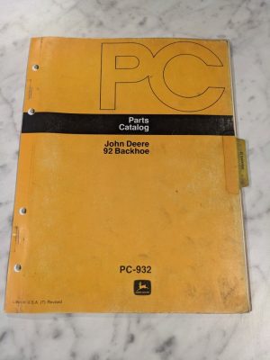 John Deere Jd Parts List Book Manual Catalog 92 Backhoe Pc-932 1978
