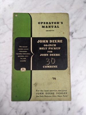 John Deere Operator Service Owner Manual Om-H59-157 66” Belt Pickup 30 Combine