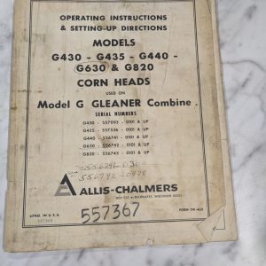 Allis Chalmers Ac Operator Setup Manual Instruction G430-440 630 820 Corn Head