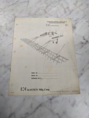 Kasten Mfg Mounted Harrow Parts List & Mounting Operator Owner Manual