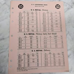 Us Royal Rubber Price List Sales Brochure Effective July 24 1958