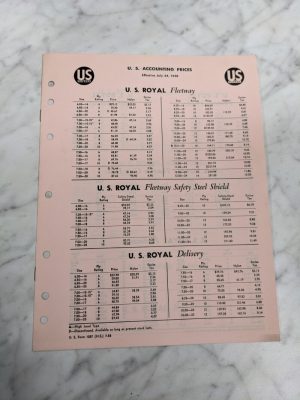 Us Royal Rubber Price List Sales Brochure Effective July 24 1958
