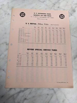 Us Royal Rubber Price List Sales Brochure Effective July 24 1958 Passenger Car