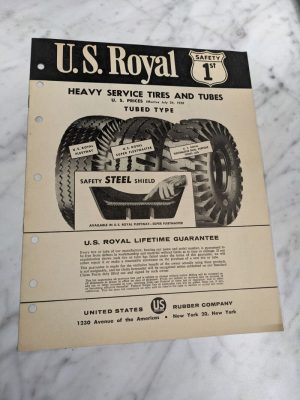 Us Royal Rubber Price List Sales Brochure July 24 1958 Heavy Service Tire Tubes