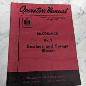 International Harvester Ih Mccormick #3 Forage Blower Operator Owner Manual