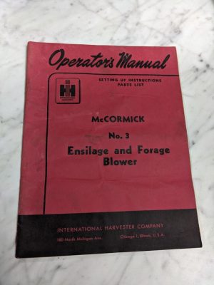 International Harvester Ih Mccormick #3 Forage Blower Operator Owner Manual