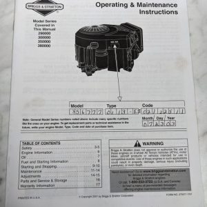 Briggs & Stratton Operator Maintenance Instruction Manual 29 30 35 38 0000 2001