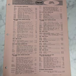 Ren Exhaust Condenser Parts Price List Sales Brochure Catalog 1960