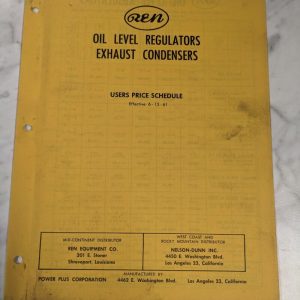 Ren Exhaust Condenser & Oil Level Regulator Parts Price List Sales Catalog 1961