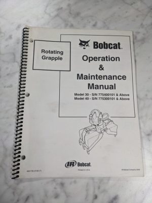 Bobcat Operation Maintenance Manual Skid Steer Attachment Rotating Grapple 30 40