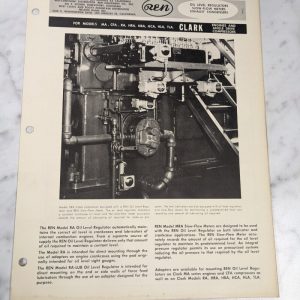 Ren Oil Level Regulator Owner Manual Part List Ma Cfa Ra Hra Hca Hla Tla Clark