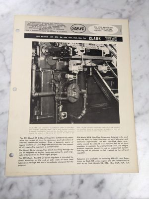 Ren Oil Level Regulator Owner Manual Part List Ma Cfa Ra Hra Hca Hla Tla Clark