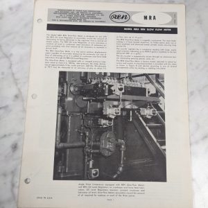 Ren Oil Level Regulator Owner Manual Part List Mra Slow Flow Meter