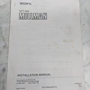 Sony Millman Set-A02 Series Installation Manual Magnescale/Display 1993
